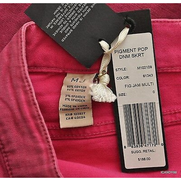 Marc by Marc Jacobs Dyed Stretch Pigment Pop Denim Mini Skirt Fig Jam 2 New $188 - Picture 4 of 4